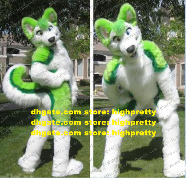 

Plush Furry Green Husky Dog Fox Wolf Fursuit Mascot Costume Adult Cartoon Character Outfit Mega-event Advertising Drive zz7596, As in photos
