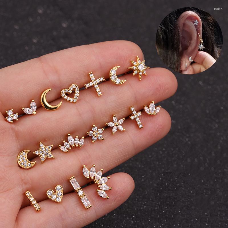 

Stud Earrings 1PC Piercing For Women Conch Flat Ear Lobe Piercings Cartilage Tragus Stainless Steel Body Jewelry KAE348