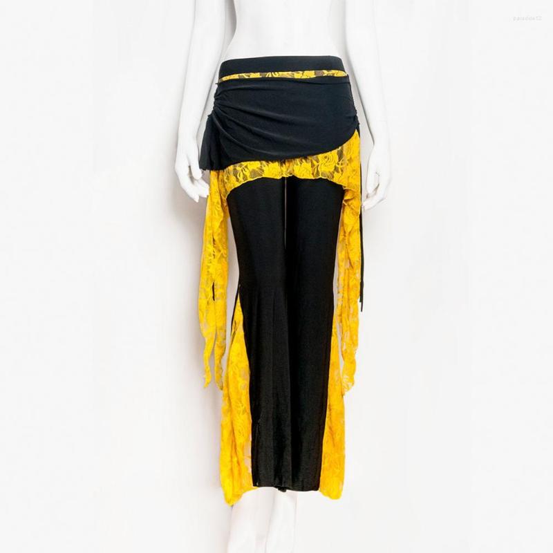 

Stage Wear Belly Dance Pants Crystal Cotton Plus Lace Trousers Costume Long For Practice Clothes-9026, Green