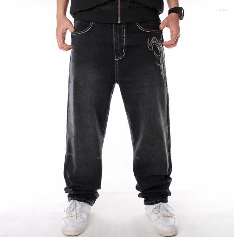 

Men's Jeans 2022 Man Loose Baggy Hiphop Skateboard Denim Pants Street Dance Hip Hop Rap Male Black Trouses