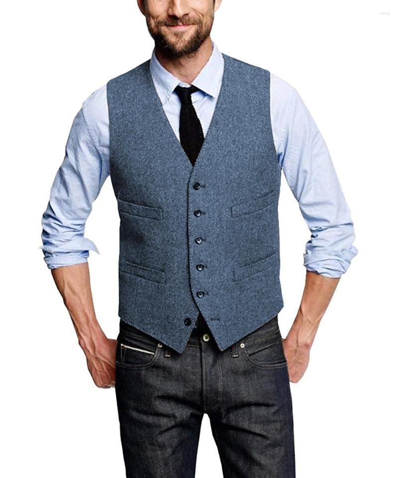 

Men's Vests Men's Formal Suit Vest Slim Fit Herringbone Tweed Waistcoat For Wedding Party Dinner, Black