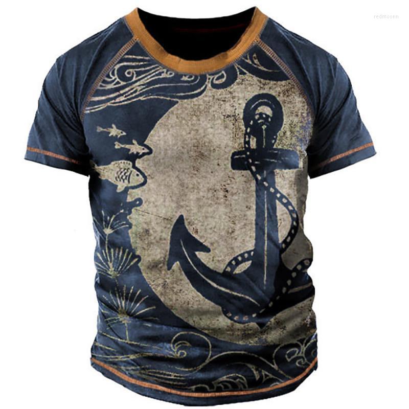

Men's T Shirts Men's T-Shirts Men's Summer Casual Muscle Tops Short Sleeves Crewneck Fashion Anchor Graphic 3D Print Retro Street, Ofsf-0995