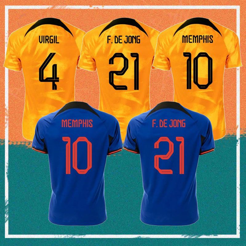 

2022 Netherlands MEMPHIS soccer jersey 22/23 Holland DE JONG VIRGIL DUMFRIES BERGVIJN Shirt KLAASSEN BLIND DE LIGT men kids kit football uniform, Home patch