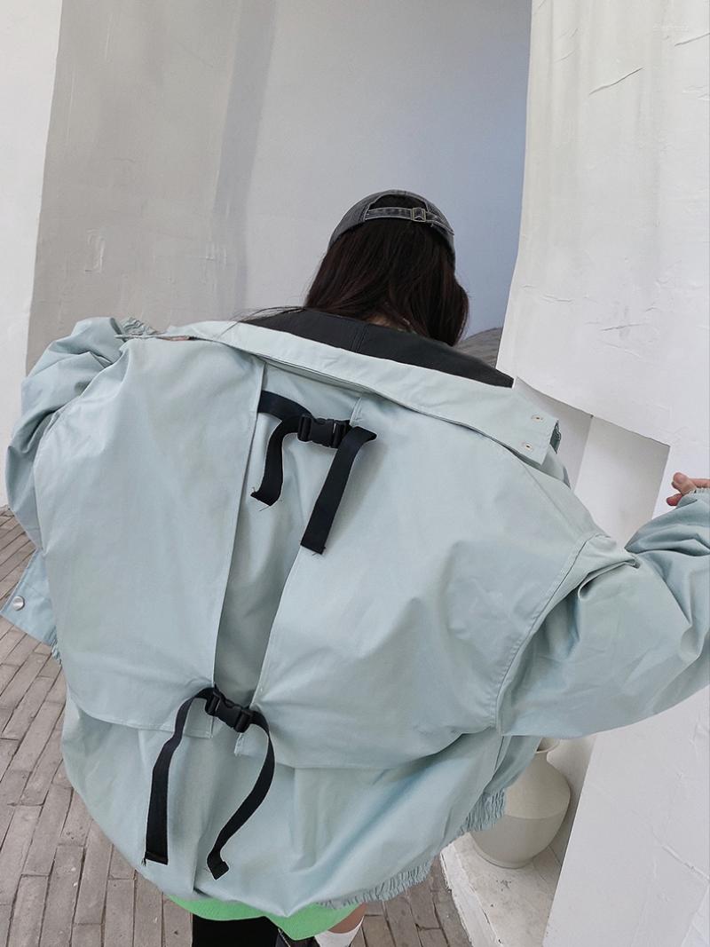 

Women's Jackets Coats Tooling Style Cool Stand Collar Loose Street BF Men's And Women's Oversize In Autumn 2022, Black