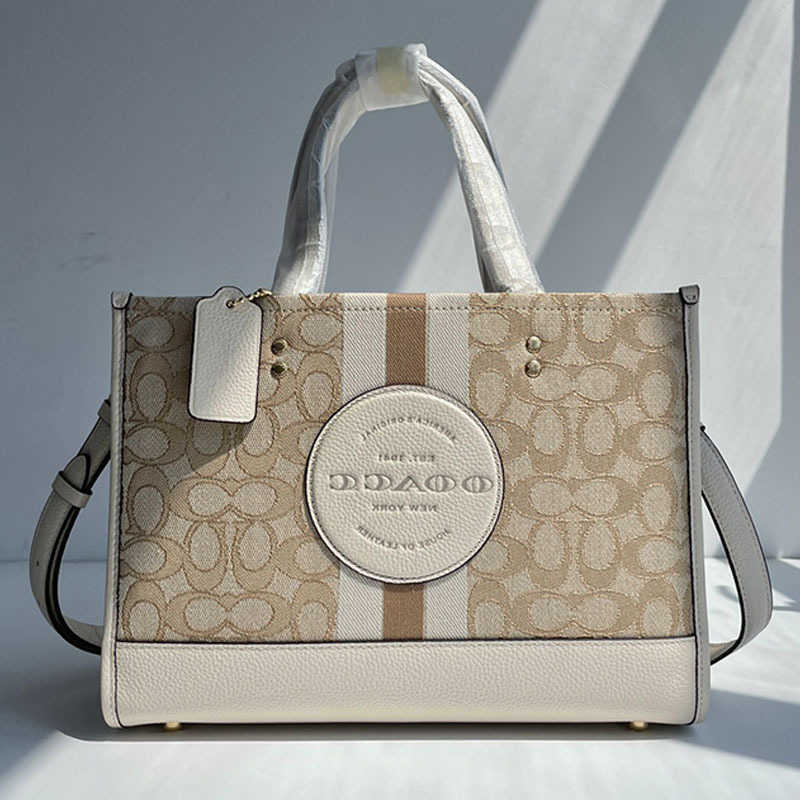 

Designer Cochbags Handbags Old Flower Embroidery Xiangbule DEMPSEY 30 Tote Bag Canvas Stripe Shopping Handbag Female, Pink plaid