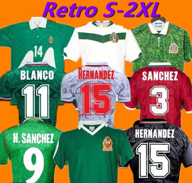 

1995 Retro MEXICO BLANCO Soccer Jersey 1986 1994 1998 HERNANDEZ H.SANCHEZ football shirt LUIS GARCIA CAMPOS BORGETTI ancient maillot MARQUEZ 2006 2010, 1998 long sleeves away