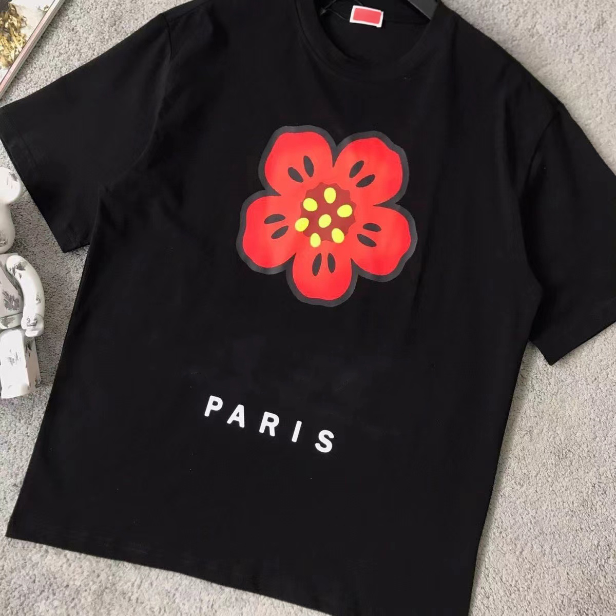 Designer Mens Women T Shirt Small Red Flowers Letters Printing Kenzo Tees Spring Summer Vacation Short Sleeve Casual Tops Size Range S-XXXXXL