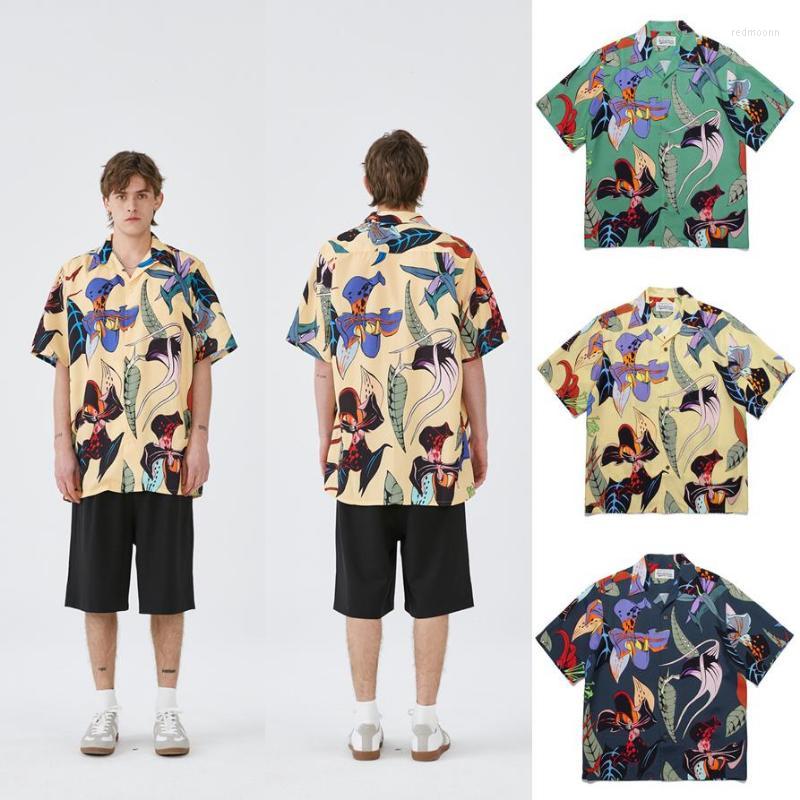 

Men' Casual Shirts Men' 22ss Summer WACKO MARIA Tops Graffiti Khaki Short Sleeve Cool Men Wear HawaiianShirtsMen, 131-1