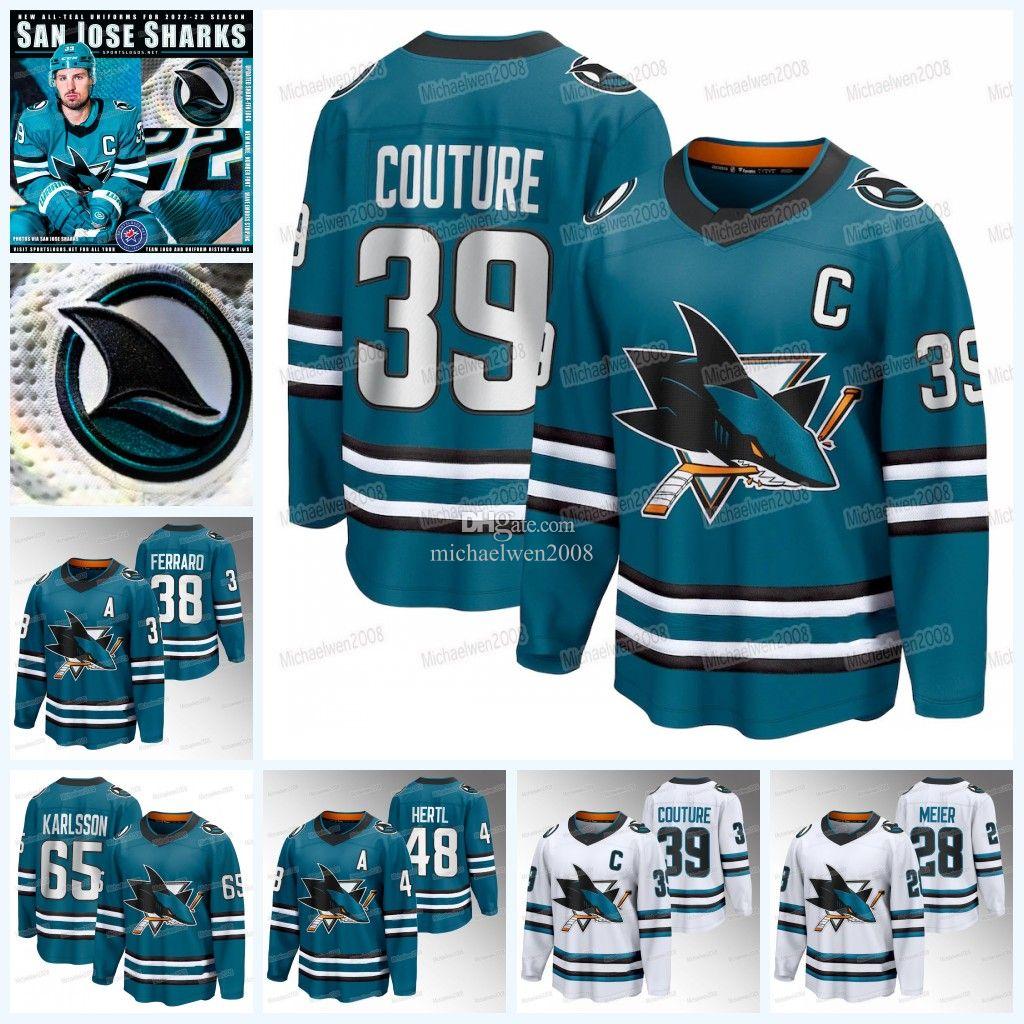 

Custom Sharks 2022-23 Jersey San Jose Logan Couture Tomas Hertl Erik Karlsson Timo Meier Ferraro Radim Simek Sasha Chmelevski Evander Kane M, Men