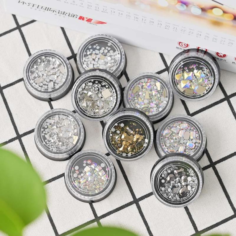 

Nail Art Decorations 200pcs/Jar 3D AB Aurora Clear Flat Back Tiny Round Rhinestone Shiny Stones Mixed Size Gems Crystal Accessories 10G