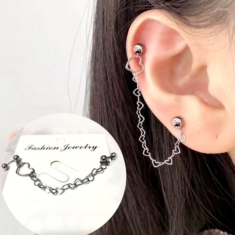 

Stud Earrings Trend Piercing Earring Stainless Steel Heart Chain Cartilage Korea Lobe Tragus Pierc For Ear Jewelry 20g 16g