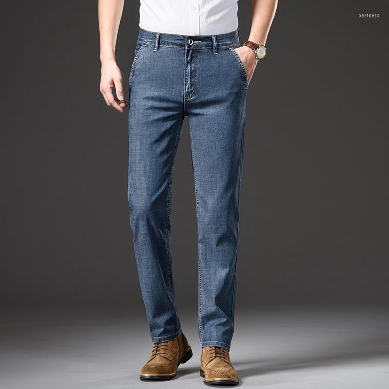 

Men's Jeans Classic Style 3 Colors Men Thin Straight Leg Spring And Summer Business Fashion Denim Pants Male Brand, Light blue