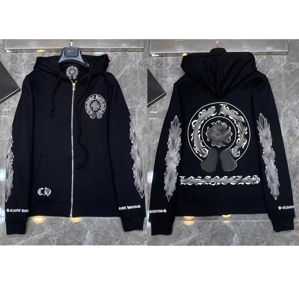

Classic Luxury Heart Designer Hoodies Chromes Mens Zipper Horseshoe Sanskrit Cross Print Pullover Hooded Sweatshirts Fashion Sweater Woman Loose Jackts Rr93