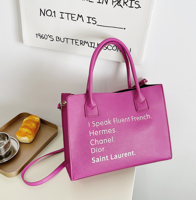 

New Monogrammed large tote simple printed shoulder postman bag Lady's shopping bags, Aspic