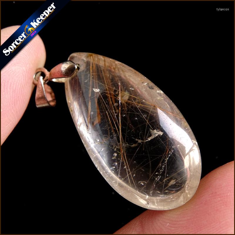 

Pendant Necklaces Rare Natural Quartz Gold Rutilated Garden Crystal Love Necklace Minerals Fish Beads PS356