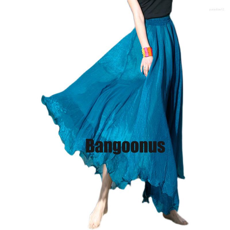 

Stage Wear Belly Dance Double-layer Chiffon High-waisted Oriental Skirt 540D Large Wwing Beach Petticoat Ruffled, White