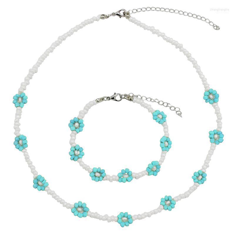 

Necklace Earrings Set & 2022 Bohemian Women Natural Stone Beads Fashion Bead Daisy With Beaded Bracelet For, Picture shown