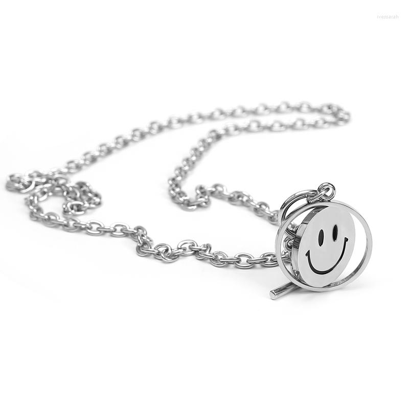

Chains Hangzhi 2022 Hip Hop Trend Wild Rotating Face Rotatable Necklace Simple And Elegant Stainless Steel