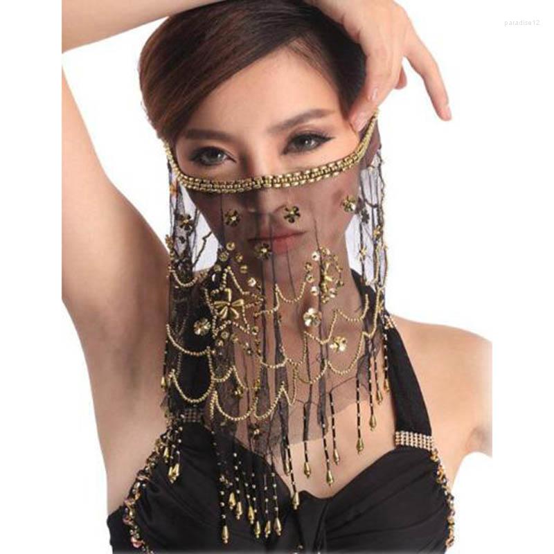 

Stage Wear Women Belly Dance Face Veil Sexy Bellydancing Custome Bollywood Tribal Carnival Party Mesh Veils Performance Accessories, As picture12
