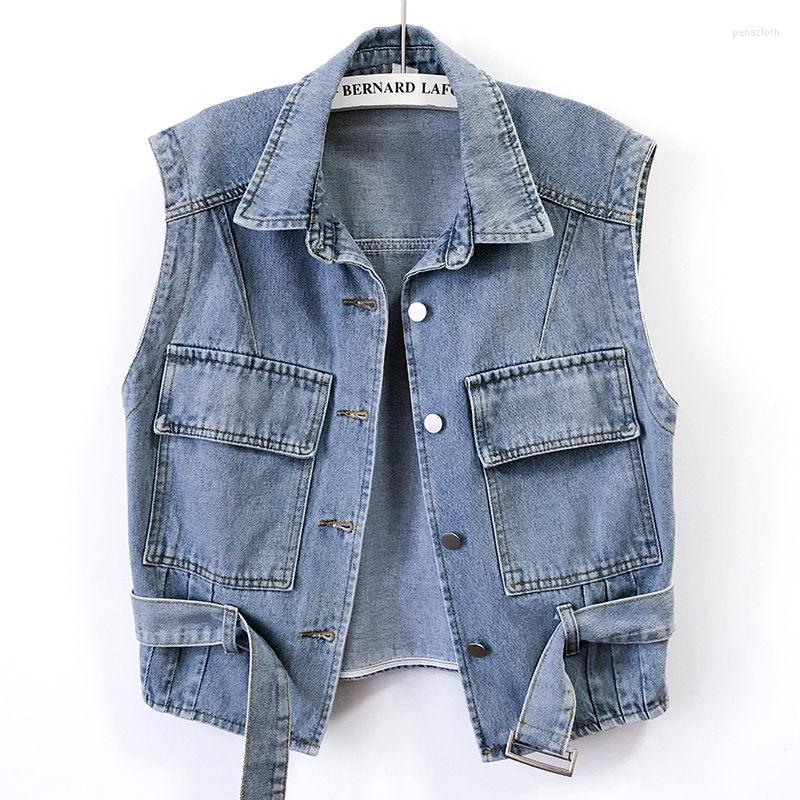 

Women' Vests Personality Fashion Casual Lace Up Denim Vest Women' Spring And Summer 2022 Short Retro Outer Wear Korean Waistcoat H1513, Black