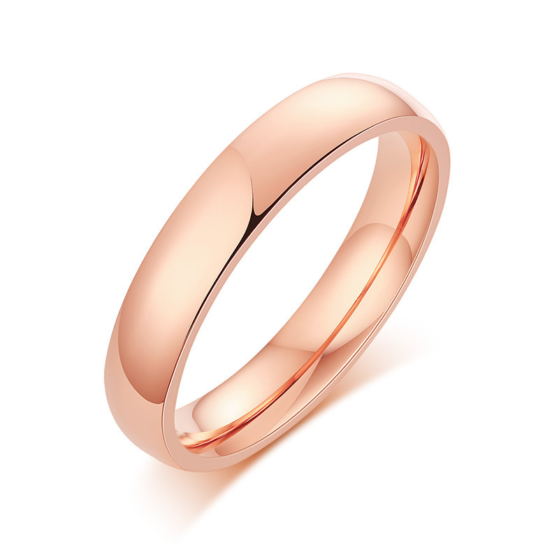 

4MM Stainless Steel Rose Golden Ring for Women Simple Jewelry Band Rings 5#-10#