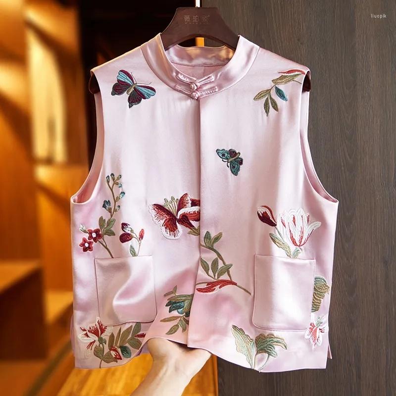 

Women's Vests 2022 Summer Chinese Vest Vintage Women Modern Oriental Traditional Ethnic Gilet Clothes Casual Jacket Hanfu Sleeveless Tops, Black
