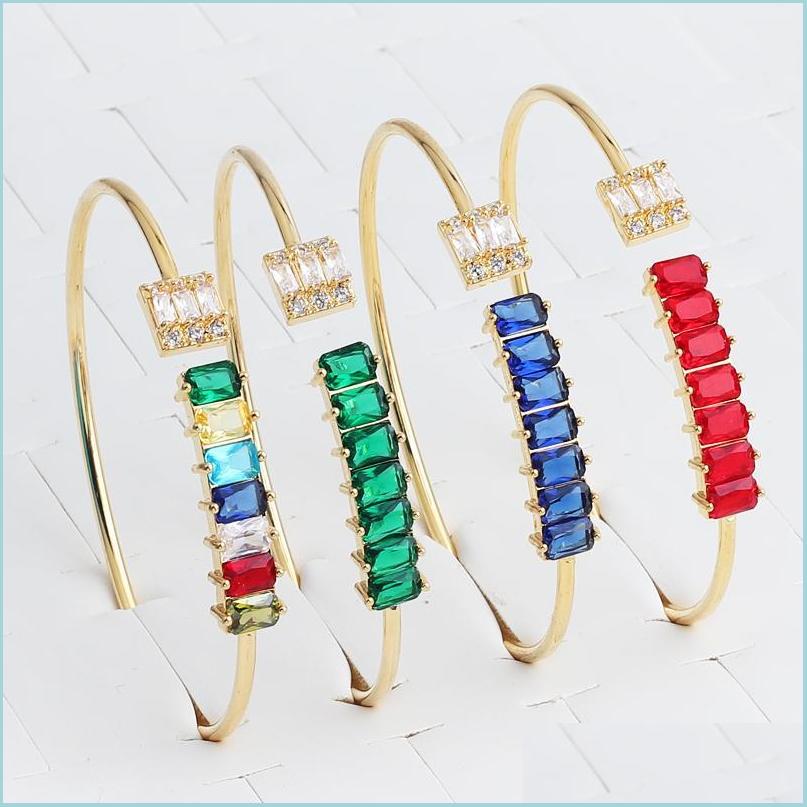 

Bangle Bangle Baguette Cubic Zirconia Bracelet For Women Men Luxury Jewelry Gold Filled Rainbow Cz Tennis Gorgeous Trendy Drop Deliv Dhqpj