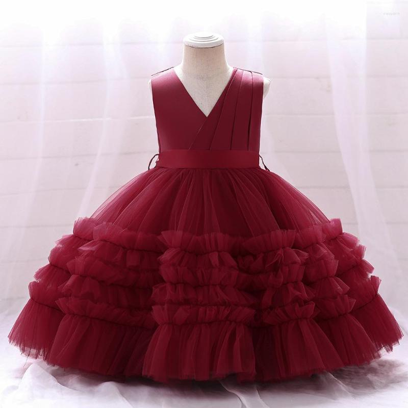 

Girl Dresses Classic Ballgown Toddler Girls Party Tutu Baptism Dress Red Tulle Cake Birthday Outfits Vestido Infantil, L2095xz-pink