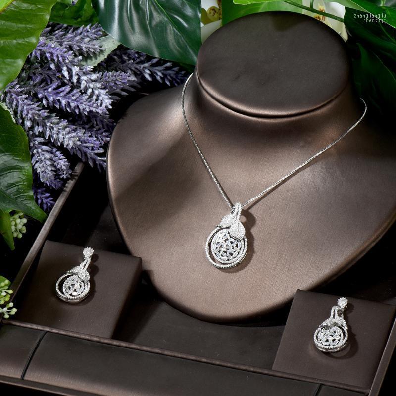

Necklace Earrings Set & HIBRIDE 2PCS Earring African For Women Wedding Engagement Brincos Para As Mulheres 2022 N-1752, Picture shown