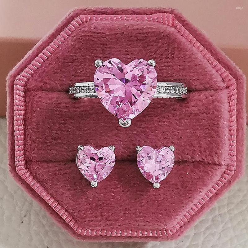 

Necklace Earrings Set 2pcs Pack Silver Color Bride Jewelry Engagement Ring Round Stud Earring For Wedding Gift J4921, Picture shown