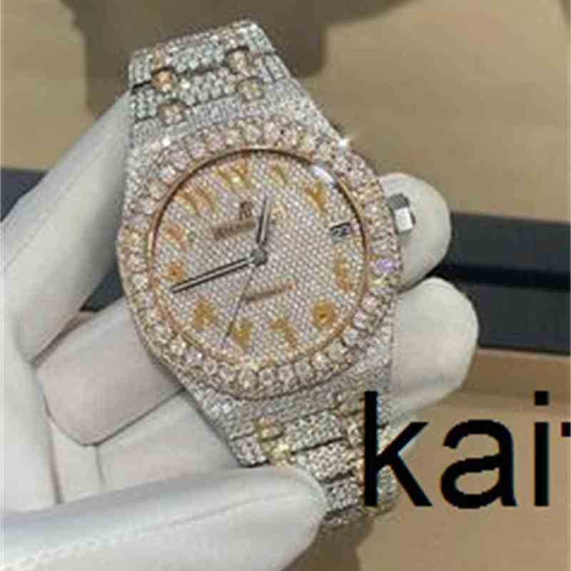 

CASHJIN Icedout Watch Men Luxury Wrist Watch Bling Iced Out VVS Moissanit Diamond Watch 5WS0CFXZ, Black