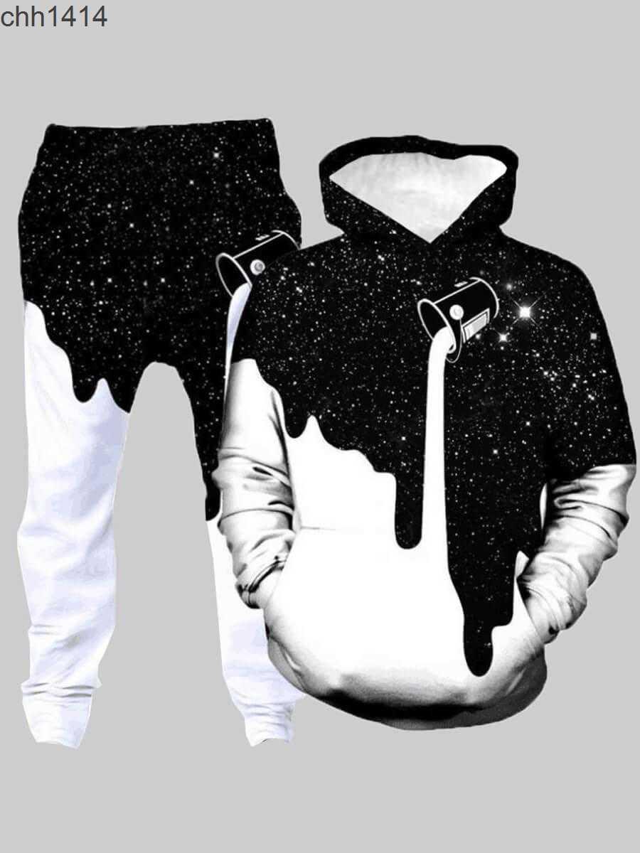 

Autumn and winter 3D printing men's essentials hooded sweater suit men's sportswear long sleeved men's suit