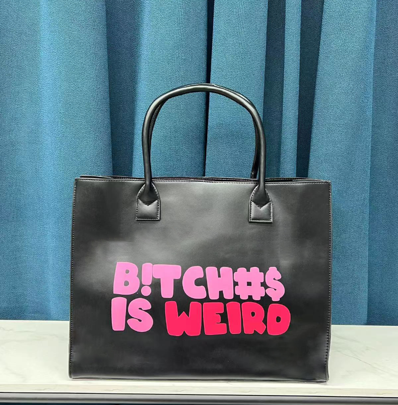 

European and American Fashion Tote Bag Street Popular Letter Totes Large Capacity, Aspic