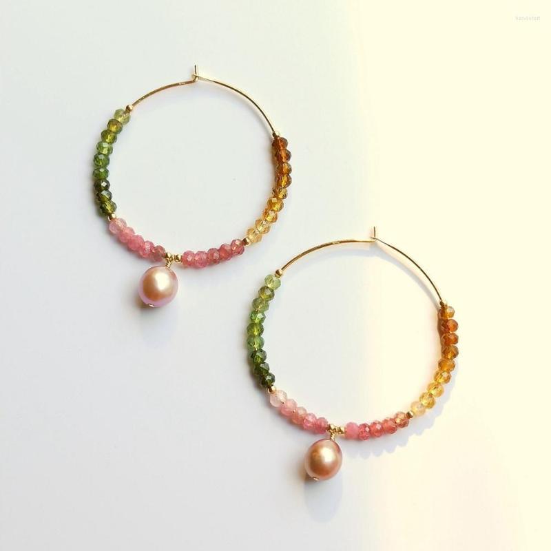 

Hoop Earrings LiiJi Unique Rainbow Tourmaline Baroque Pearl 925 Sterling Silver Gold Color Real Stone Purple Pink