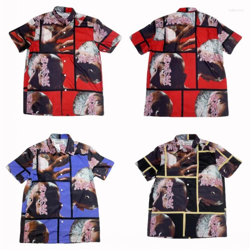 

Men' Casual Shirts Men' Men Women Hawaii T-shirt Top Tees Hawaiian Shirt Full Skeleton WACKO MARIA ShirtMen