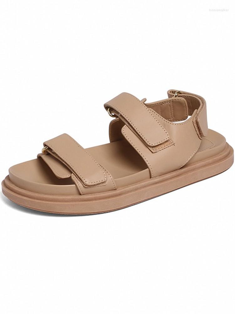 

Sandals Gladiator Shoes Women Flat Platform Low Heel Peep Toe Split Leather Ladies Footwear Summer Fashion, Black