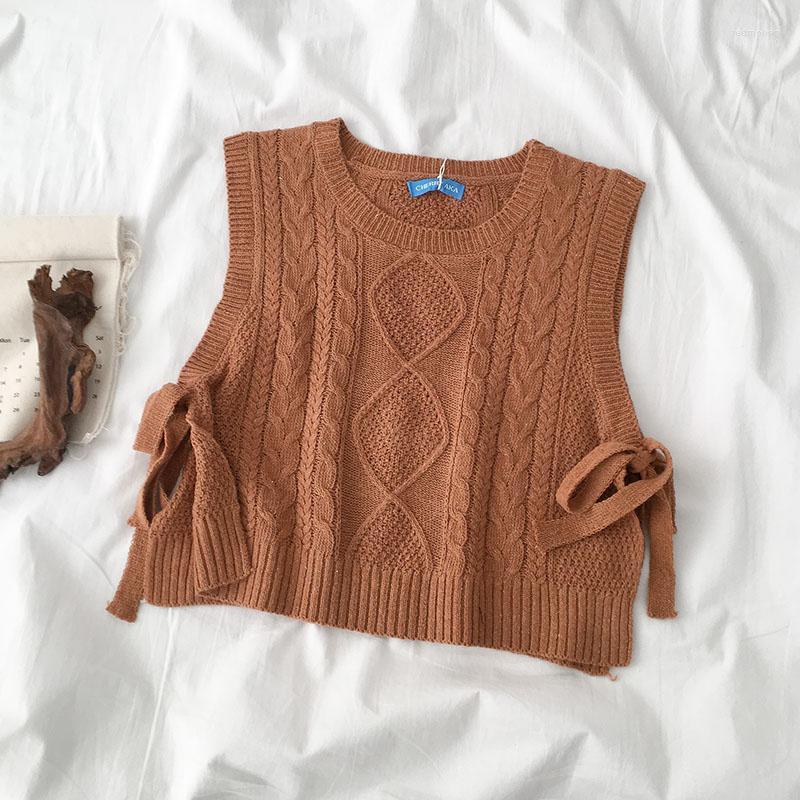 

Women's Vests Women's 2022 Spring Women Sweaters Vest Ins Sleeveless Tank Tops Sweater Korean Style Fashion Wild Bandage, Gray