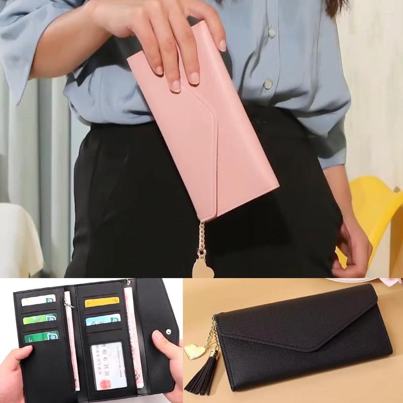 

Wallets Fashion Women Bag Long PU Leather Solid Color Clutchs Storage Card Bags Coin Purse Cards Holder Folding Money Clips, Pink