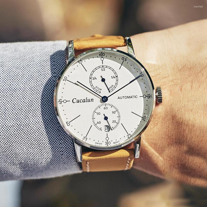 

Wristwatches Automatic Watch Men Luxury Self Winding Mechanical Fashion 42mm Top Brand Power Storage Display Clocks CUCALUN 2022, C5
