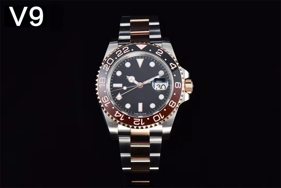

V9 mens watch 3285mechanical movement watches 904L fine steel case Sapphire scratch resistant glass waterproof diameter 40mm 03, Black