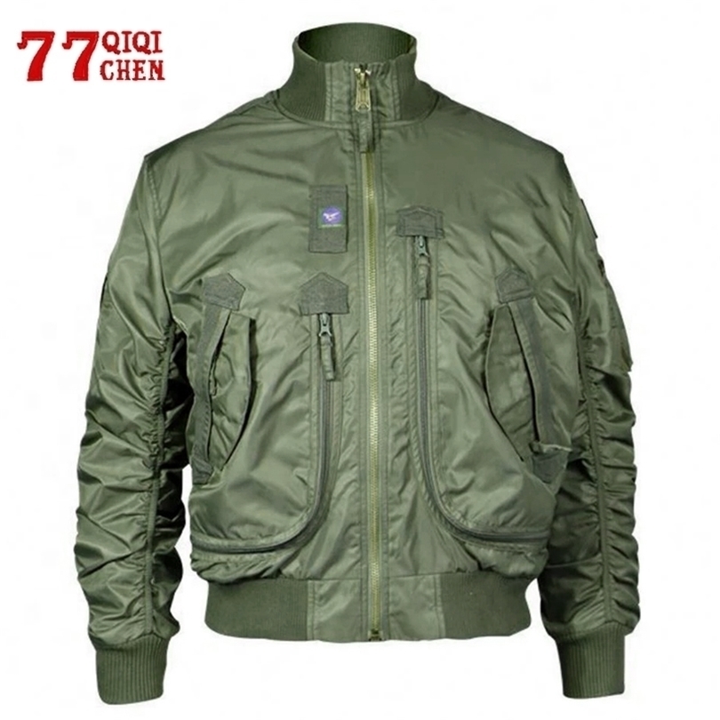 Mens Jackets MA1 Bomber Jackets Men Waterproof Pilot Baseball Coat Male Army Air Force Standcollar Big Pocket Causal Jacket Autumn Spring 221021