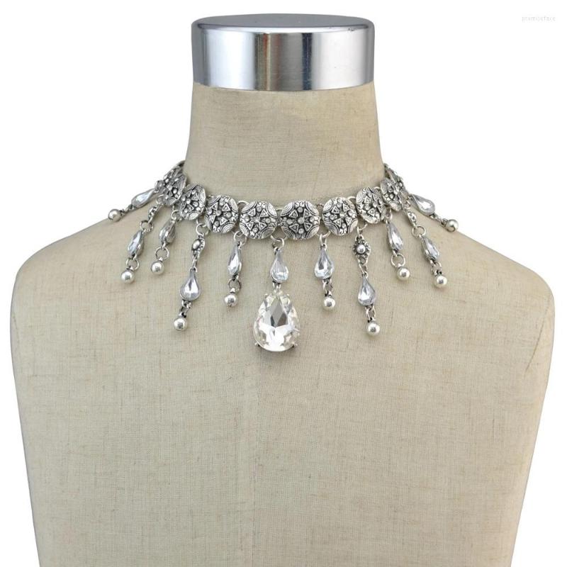 

Pendant Necklaces Bohemian Hollow Out Flower Chain Crystal Tear Pearl Necklace Collar Virgin Mary Tassel Women Jewelry