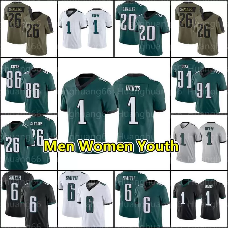 

1 Jalen Hurts 6 DeVonta Smith 26 Miles Sanders jersey football Jason Kelce Fletcher Cox Darius Slay Jr jerseys Dawkins Brandon Graham Single, Youth jersey