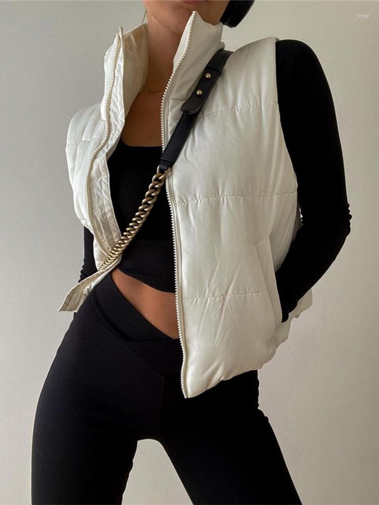 

Women' Vests Hirigin Solid Casual Coat Vest Women Hipster Zipper Stand Collar Concise All-Matching Sleeveless Tops Female Streetwear, Black