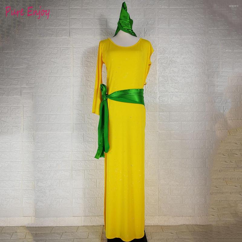 

Stage Wear Custom Made Women Handmade Belly Dance Practice Clothes Ballroom Dress Long Robe Costumes, Black