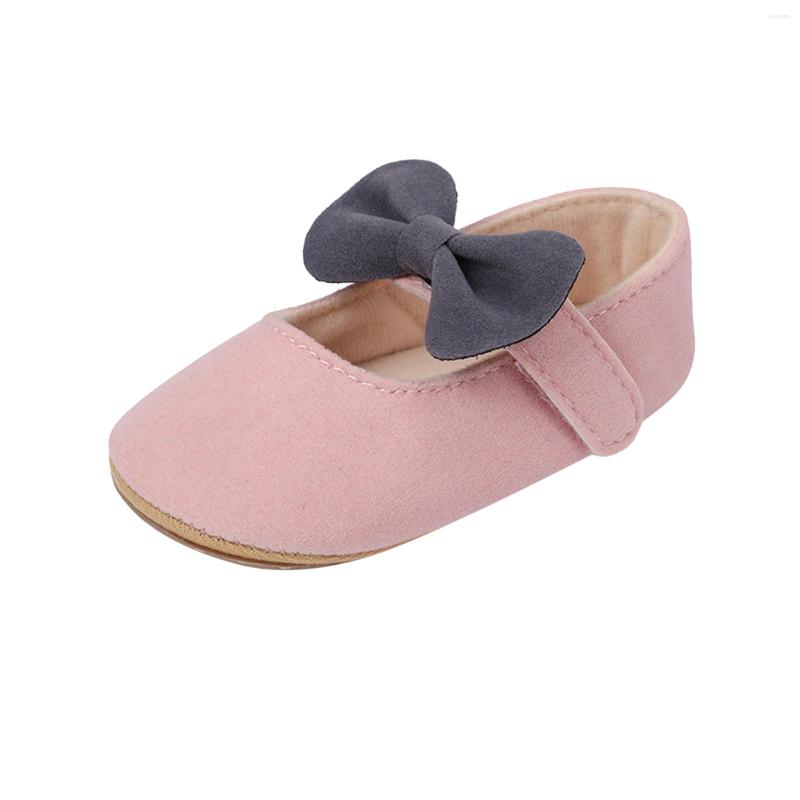 

First Walkers Baby Girl Bowknot Princress Shoes Prewalker Toddler Kids Infant Soild Colour Soft Sole The Floor Barefoot Non Slip Walker, Black