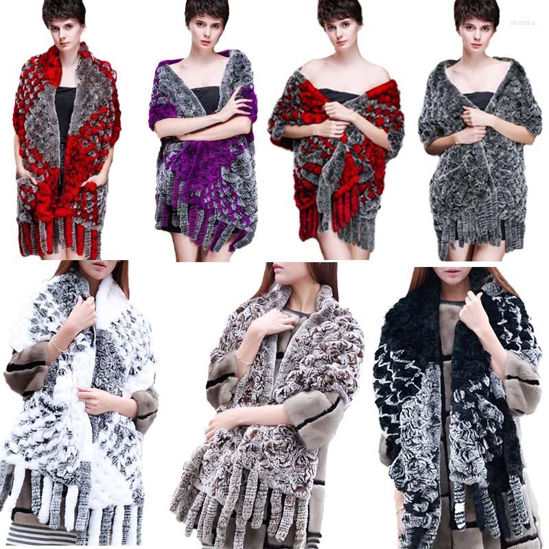 

Scarves Real Rex Fur Cape Women Winter Warm Scarf Shawl Wraps With Tassel And Pocket 190 35cm Hollow Out Woven Pattern