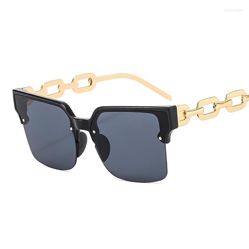 

Sunglasses Modern Metal Chain Woman Fashion Brand Designer Square Women's Glasses 2022 Trend Feminino