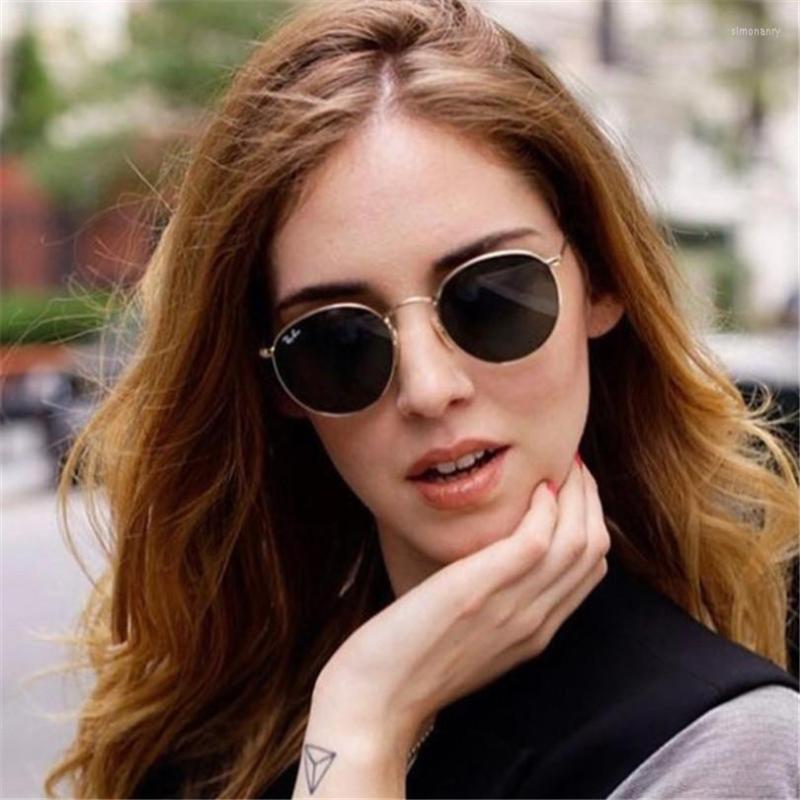 

Sunglasses Women Coating Reflective Mirror Round Glasses UV400 Brand Designer Circular Frame Sun Eyeglasses Female