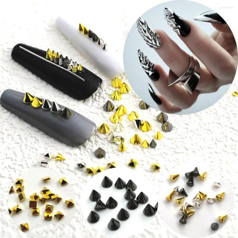 

Nail Art Decorations 100pcs Mini Rock Metal Rivet Charms 3D Punk Gothic Gold/Silver/Black Alloy Cone Revits DIY